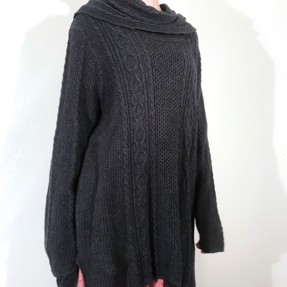 Jeanne Pierre Cable Knit Cowl Neck Sweater